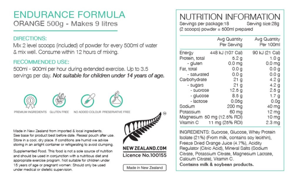 Pure Endurance Formula 500g Orange