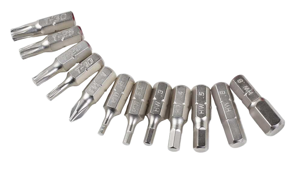Prestacycle Pro Bicycle Tool Bits S2 Nickel Plated 12-Piece Replacement Set