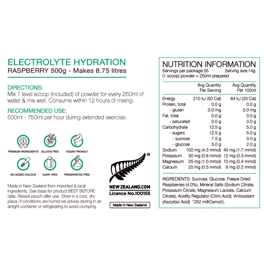 Pure Electrolyte Hydration 500g Drink Raspberry