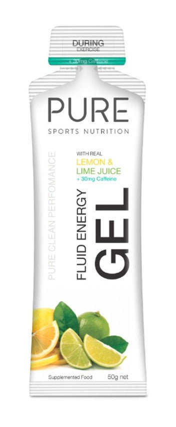Pure Fluid Energy Gel 50g Lemon Lime w/30mg Caffeine