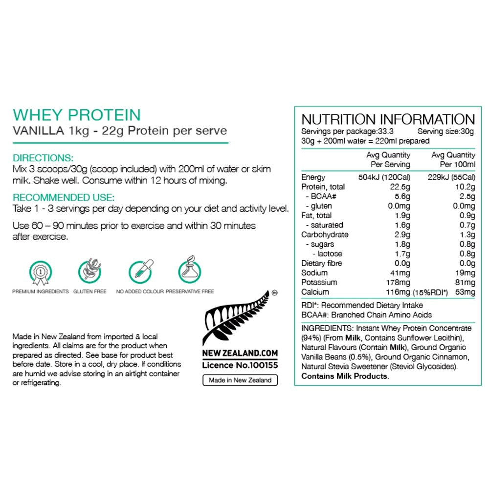 Pure Whey Natural Protein Powder 1kg Vanilla