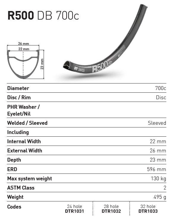 DT Swiss R500 700c 24H DiscBrake Road Rim – Crooze