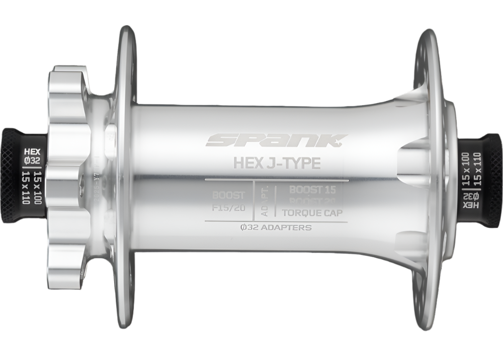 Spank Hex J-Bend Boost Front Hub F15/20 32H Raw Silver