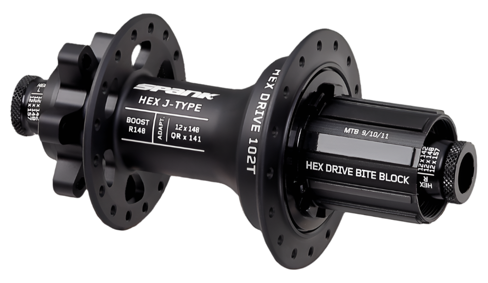 Spank Hex Drive 102T J-Bend Rear Hub (Non Boost) R135/142 32H Black (without freehub body)