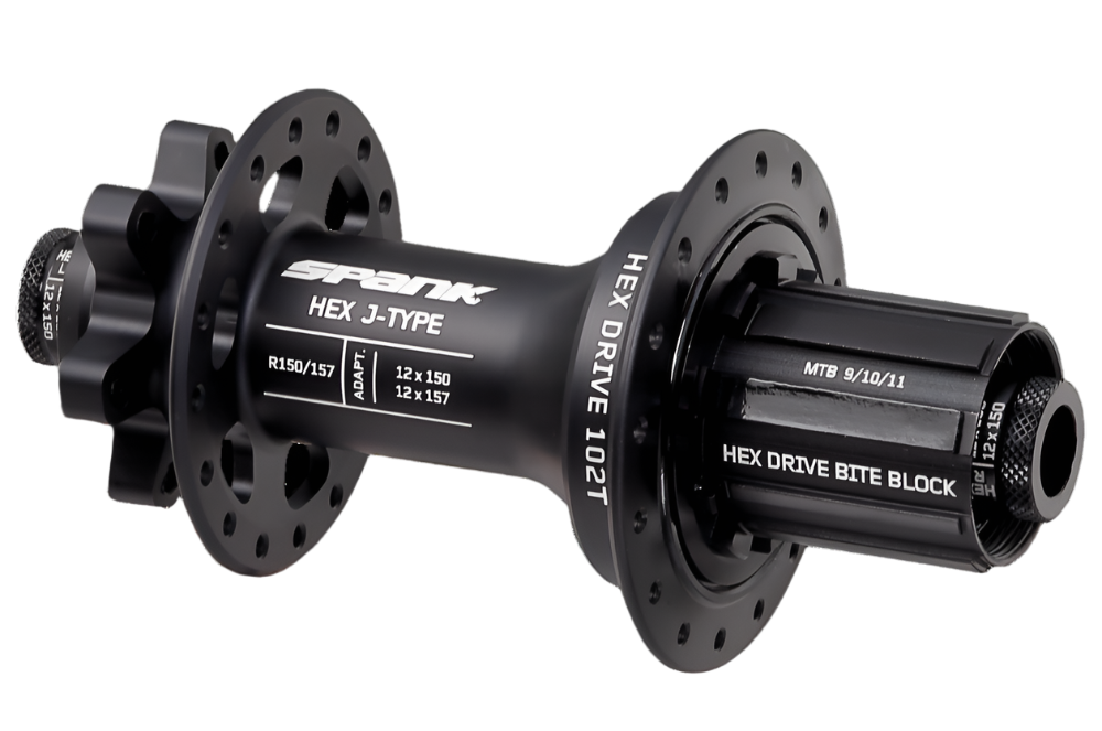 Spank Hex Drive 102T J-Bend Rear Hub R150/157 32H Black (without freehub body)