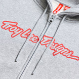 Troy Lee Designs Signature Zip Up Hoodie Gray Heather / Red ZIPPER