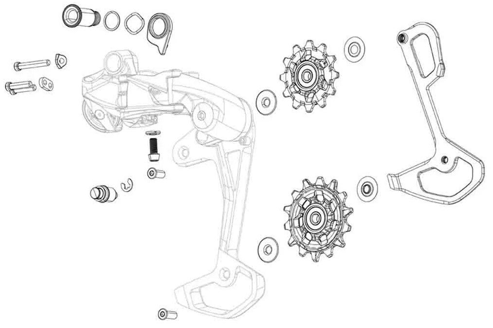 SRAM XX1 Eagle Rear Der 12spd X-Sync Pulleys and InnerCage Gold