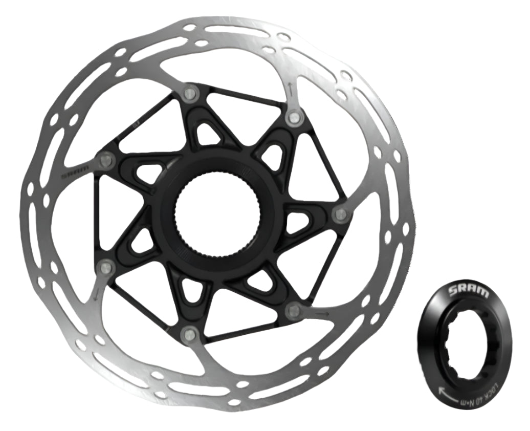 Sram Rotor Centerline 2-Piece CenterLock 160mm Black Rounded Disc (Includes Lockring)