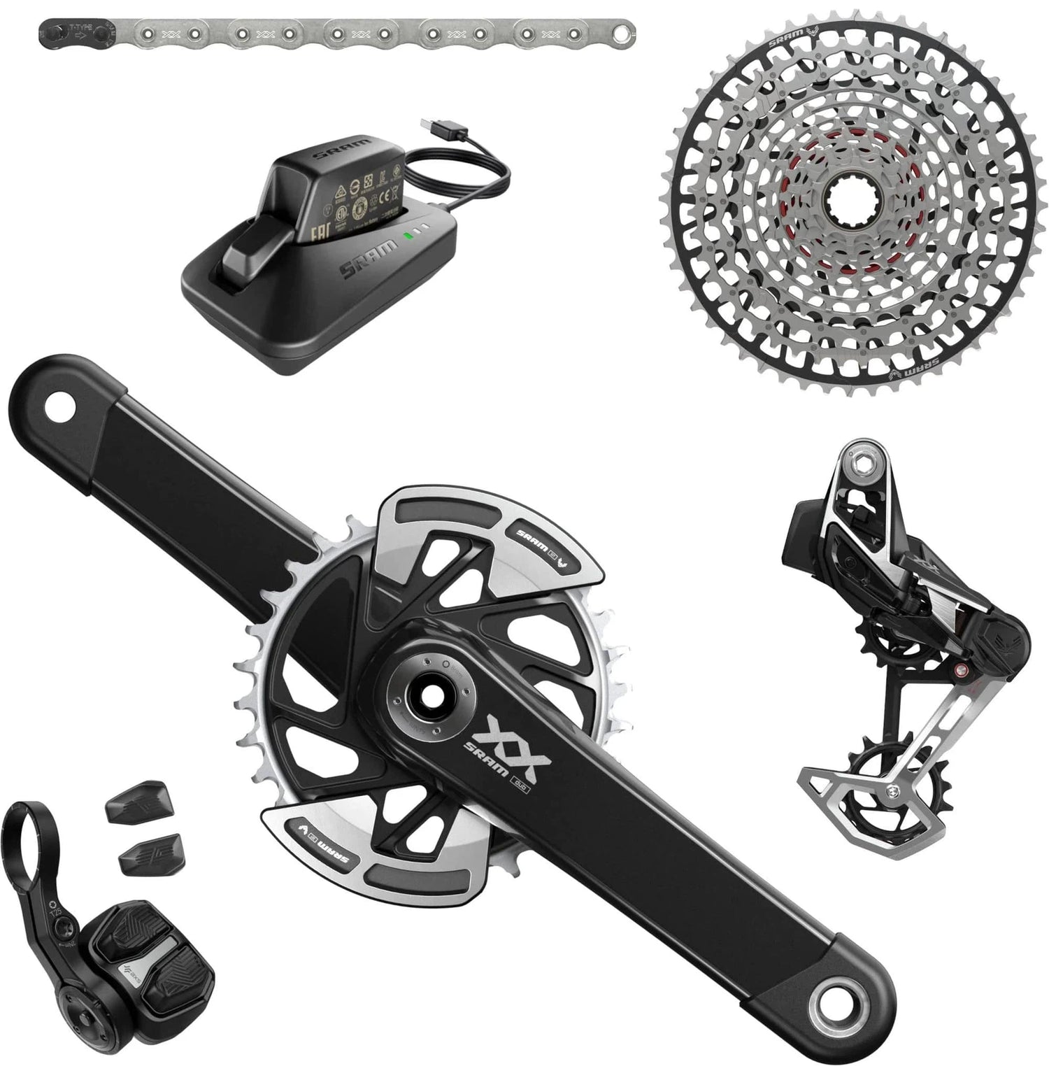 SRAM XX T-Type Eagle AXS Transmission DUB MTB Groupset Lunar Black
