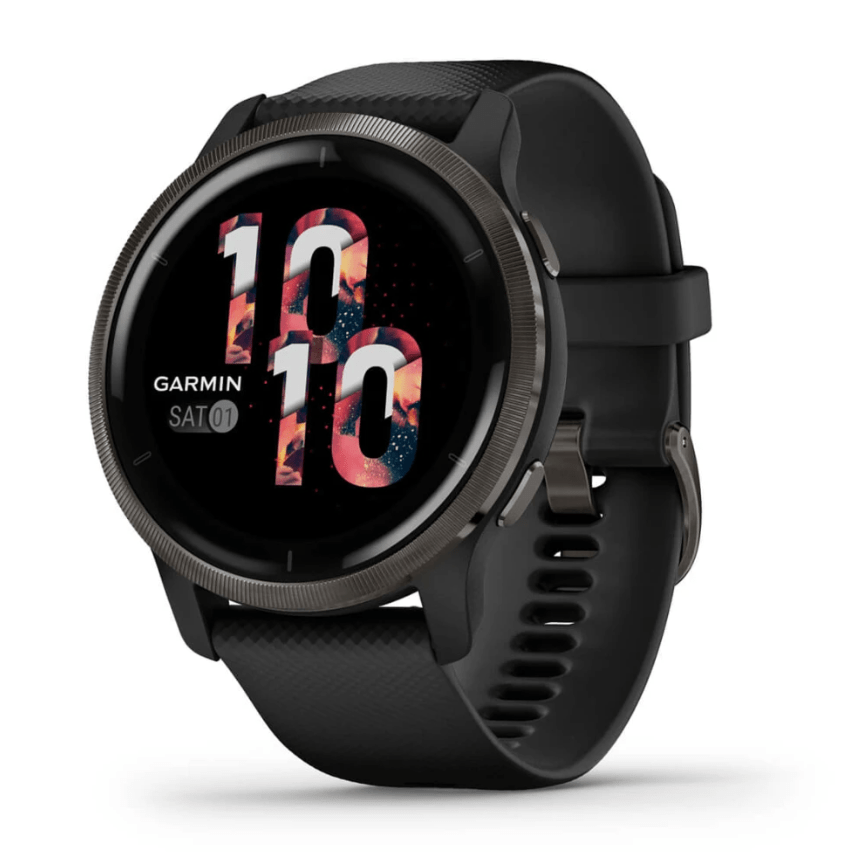 Garmin Venu® 2, Slate Stainless Steel Bezel with Black Case