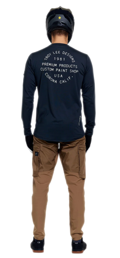 Troy Lee Designs Ruckus Ride Long Sleeve Tee Pressed Carbon BACK FACING MODEL