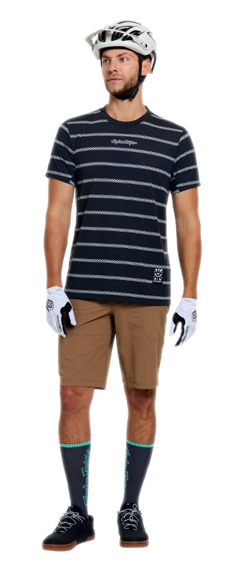 Troy Lee Designs Skyline Ride Short Sleeve Tee Checked Out Carbon FRONT FACING MODEL