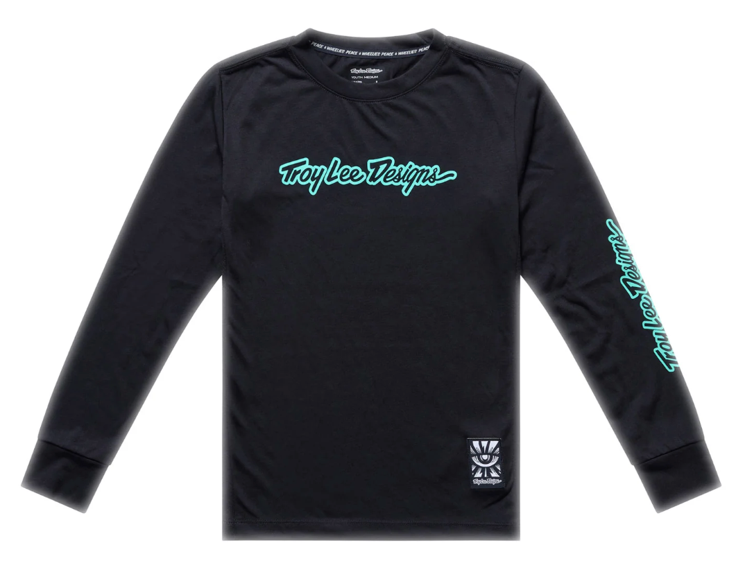 Troy Lee Designs Youth Skyline Ride Long Sleeve Tee Signature Black / Real Tea FRONT