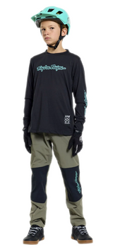 Troy Lee Designs Youth Skyline Ride Long Sleeve Tee Signature Black / Real Tea FRONT FACING MODEL