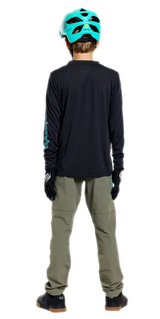 Troy Lee Designs Youth Skyline Ride Long Sleeve Tee Signature Black / Real Tea BACK FACING MODEL