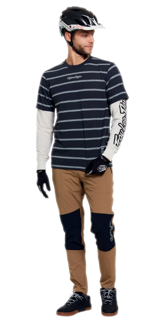 Troy Lee Designs Skyline Fakie Ride Long Sleeve Jersey Stripe Carbon FRONT FACING MODEL