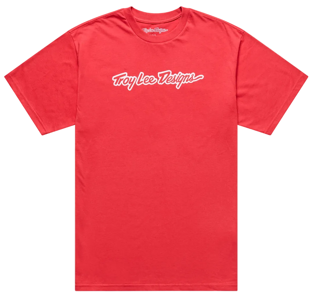 Troy Lee Designs Signature Short Sleeve Tee Scarlet Glo FRONT