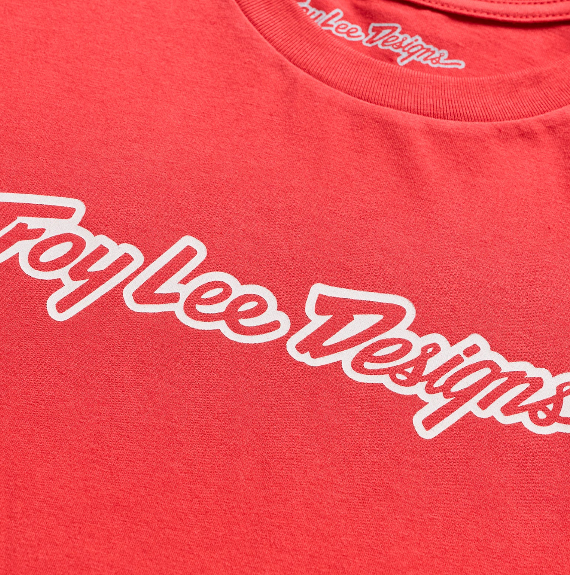 Troy Lee Designs Signature Short Sleeve Tee Scarlet Glo DETAILS