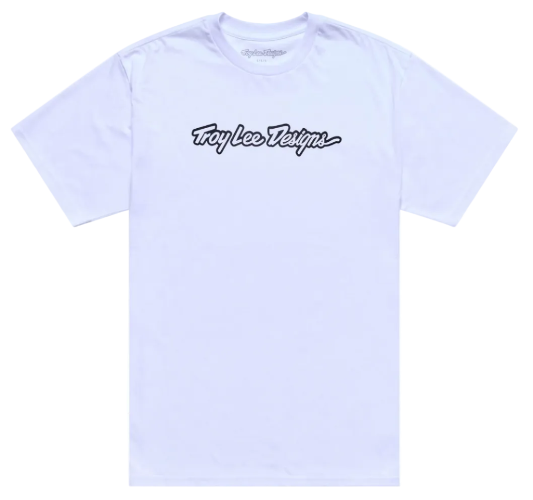 Troy Lee Designs Signature Short Sleeve Tee White / Black FRONT
