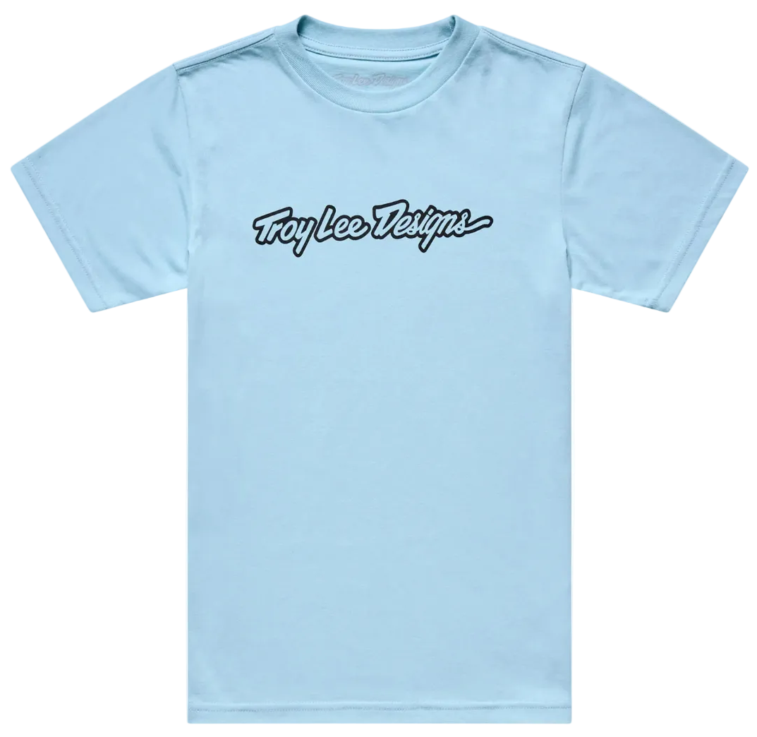 Troy Lee Designs Signature Youth Short Sleeve Tee Dawn Blue FRONT