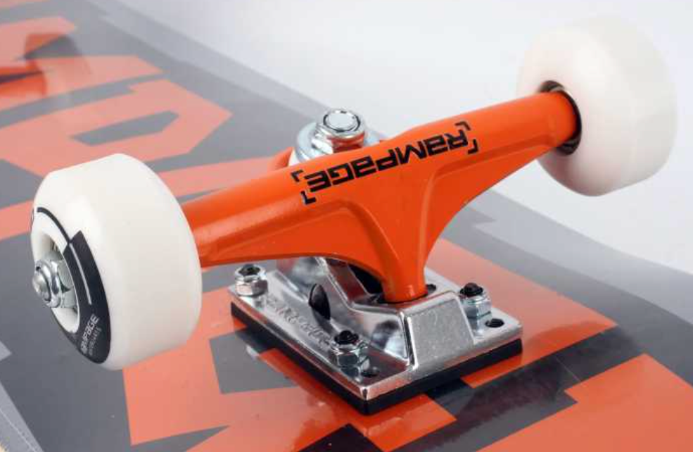 RAMPAGE Block Logo Complete Skateboard - Orange/ Grey 8