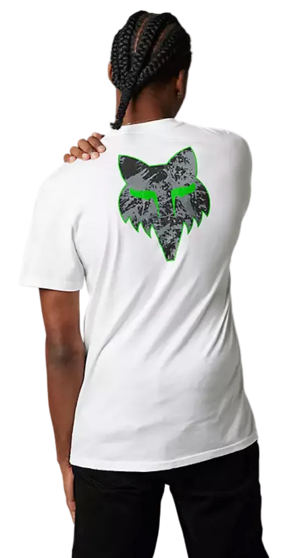 Fox DKAY Short Sleeve PREMIUM TEE Optic White BACK FACING MODEL
