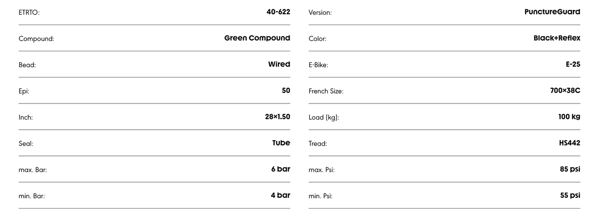 Schwalbe Spicer Plus Puncture Guard Active Line Reflective Sidewall E-25 Green Compound Tyre