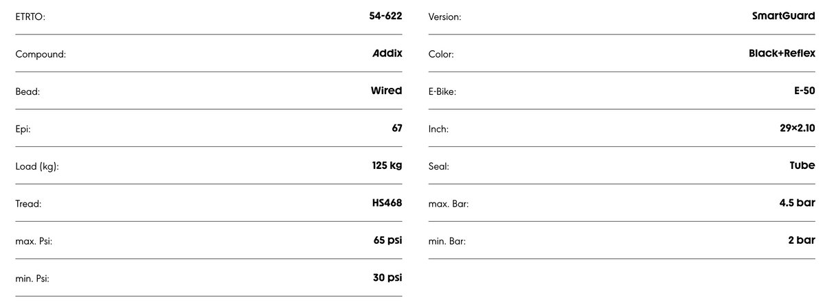 Schwalbe Marathon Plus MTB 29 x 2.10" SmartGuard Performance Line Reflective Sidewall E-50 Tyre