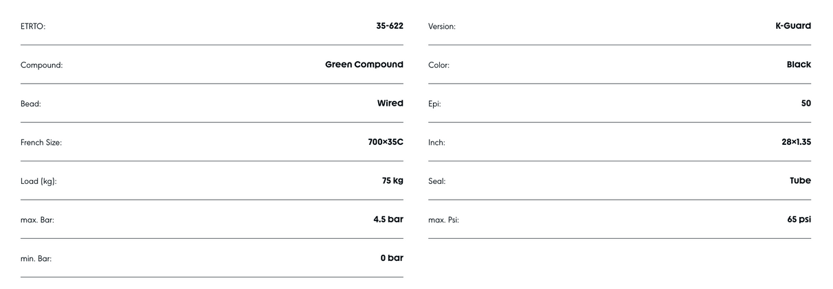 Schwalbe G-One Comp 700 x 35C Green Compound TUBE TYPE Wire Bead