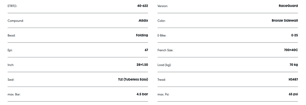 Schwalbe G-One Bite 700 x 40C RaceGuard Addix Performance Line Tubeless Bronze Sidewall Tyre