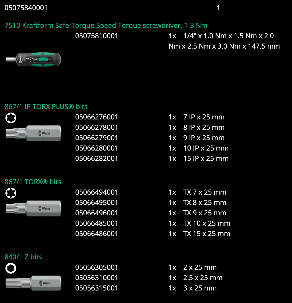 Wera 7510/14 Safe-Torque Speed Tool Set for Carbide Inserts