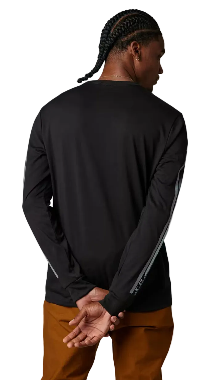 Fox VIZEN Long Sleeve TECH TEE Black BACK FACING MODEL