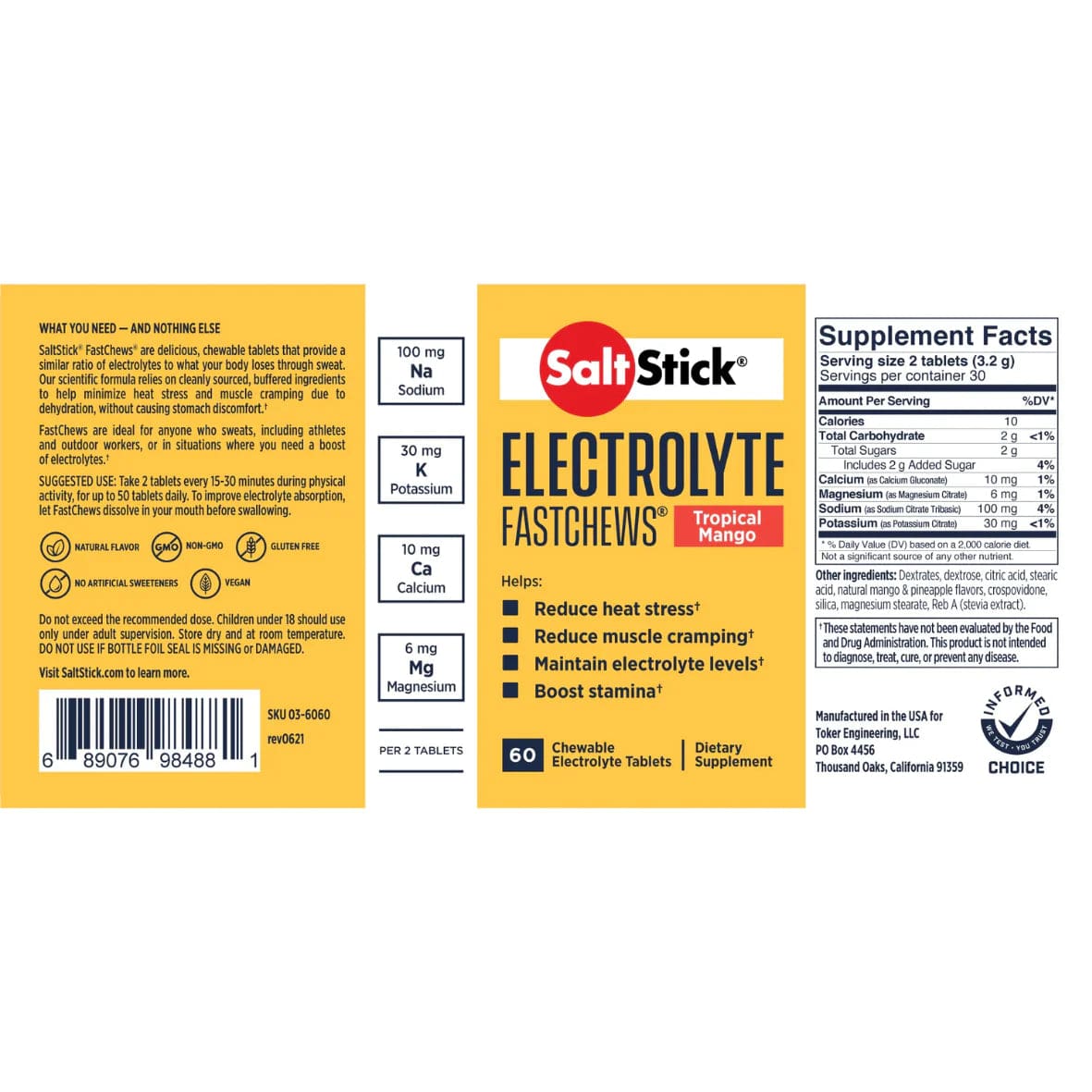 Saltstick Electrolyte Fastchews - 60 Tablets - Tropical Mango