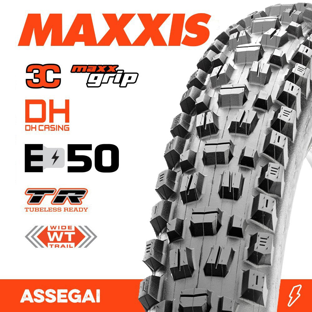 Maxxis ASSEGAI 27.5 X 2.50 WT 3C GRIP DH TR E-MTB FOLD 60X2TPI E-50 Tyre