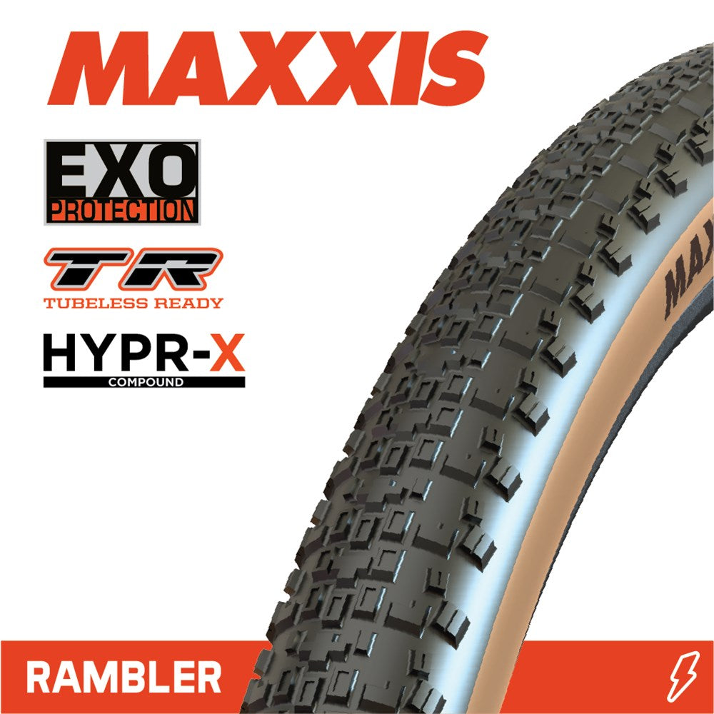 MAXXIS Rambler 700 X 45C Hypr-X Exo Tubeless Ready Tanwall Folding 120TPI Tyre
