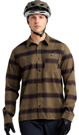 TLD Grind Flannel YD Plaid Shirt Dark Pine FRONT FACING MODEL 