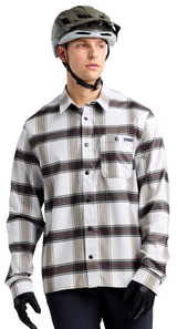 TLD Grind Flannel YD Plaid Mist Pine Shirt FRONT FACING MODEL 