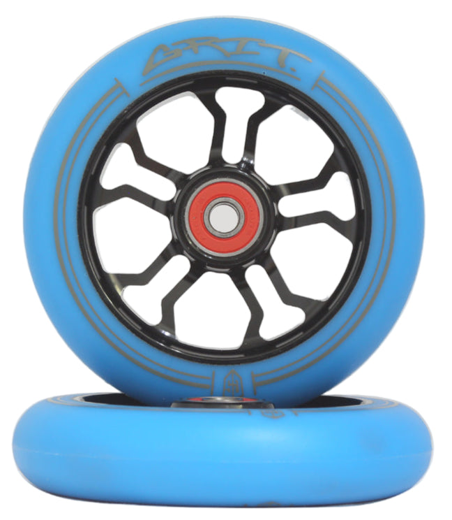Grit 10R 110x24mm Black/Blue PU Wheels (Pair)