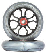 Grit 10R 110x24mm Black/Silver Metallic PU Wheels (Pair)