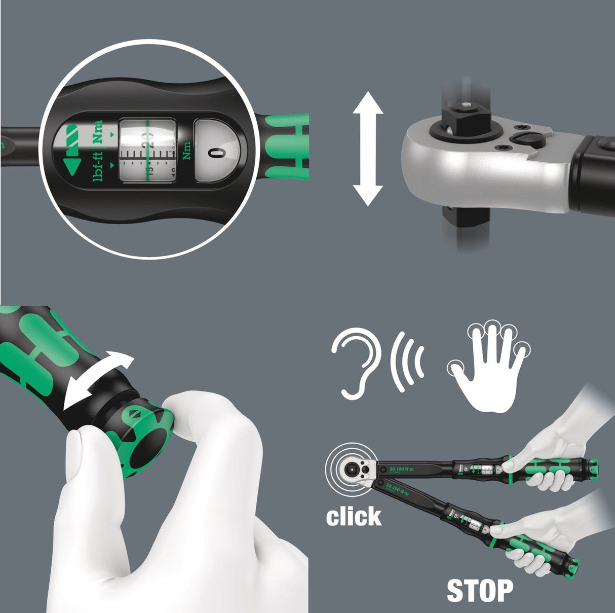 Wera Click-Torque C2 R/L Torque Wrench Push (20-100Nm) – Crooze Australia