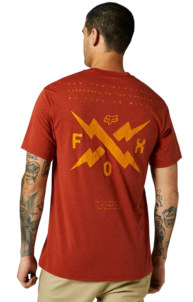 Fox CALIBRATED Short Sleeve TECH TEE Red Clay Back Facing Model 