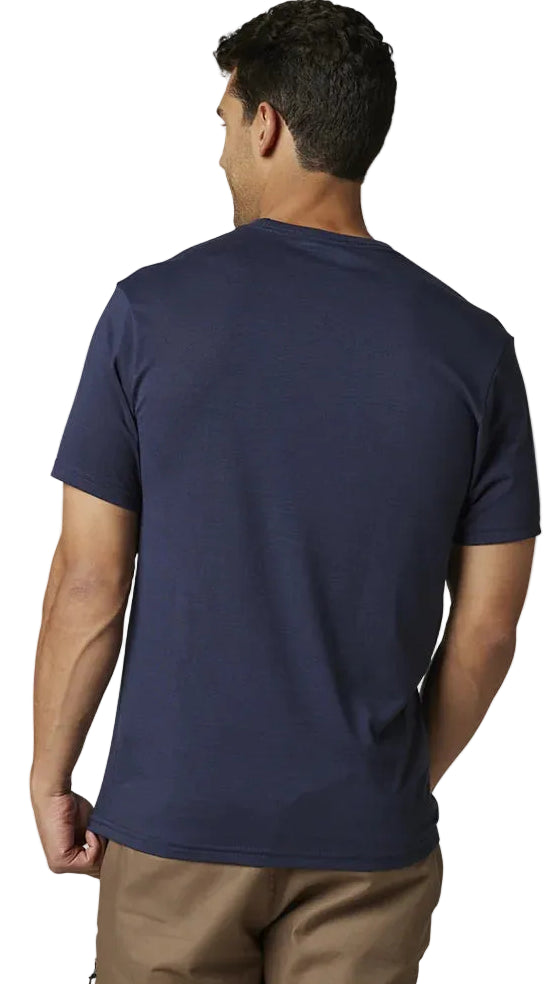 Fox PINNACLE Short Sleeve TECH TEE HEATHER DEEP COBALT BACK FACING MODEL