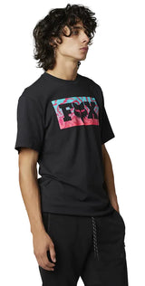 Fox NUKLR Short Sleeve PREMIUM TEE Black SIDE-FRONT FACING MODEL