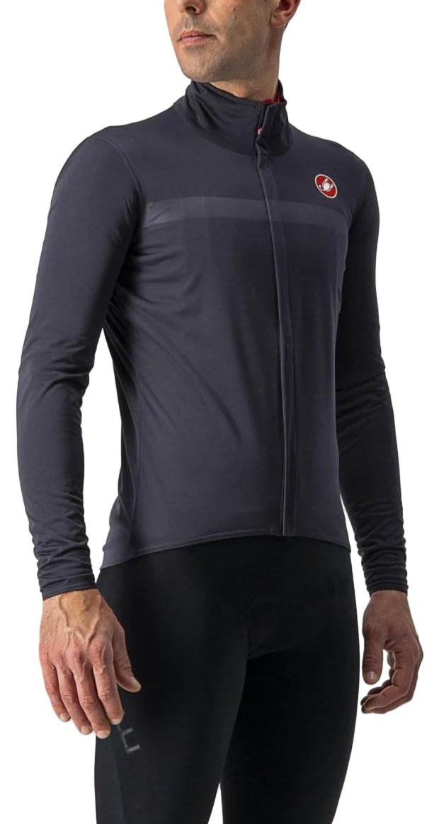 CASTELLI GOCCIA JACKET DARK GREY SIDE FRONT FACING MODEL