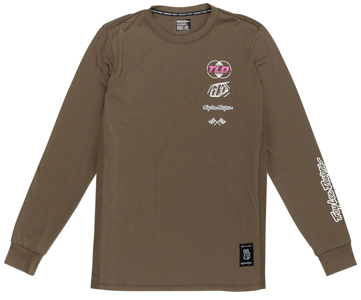 Troy Lee Designs SKYLINE LONG SLEEVE RIDE TEE WORLDWIDE CAPER FRONT