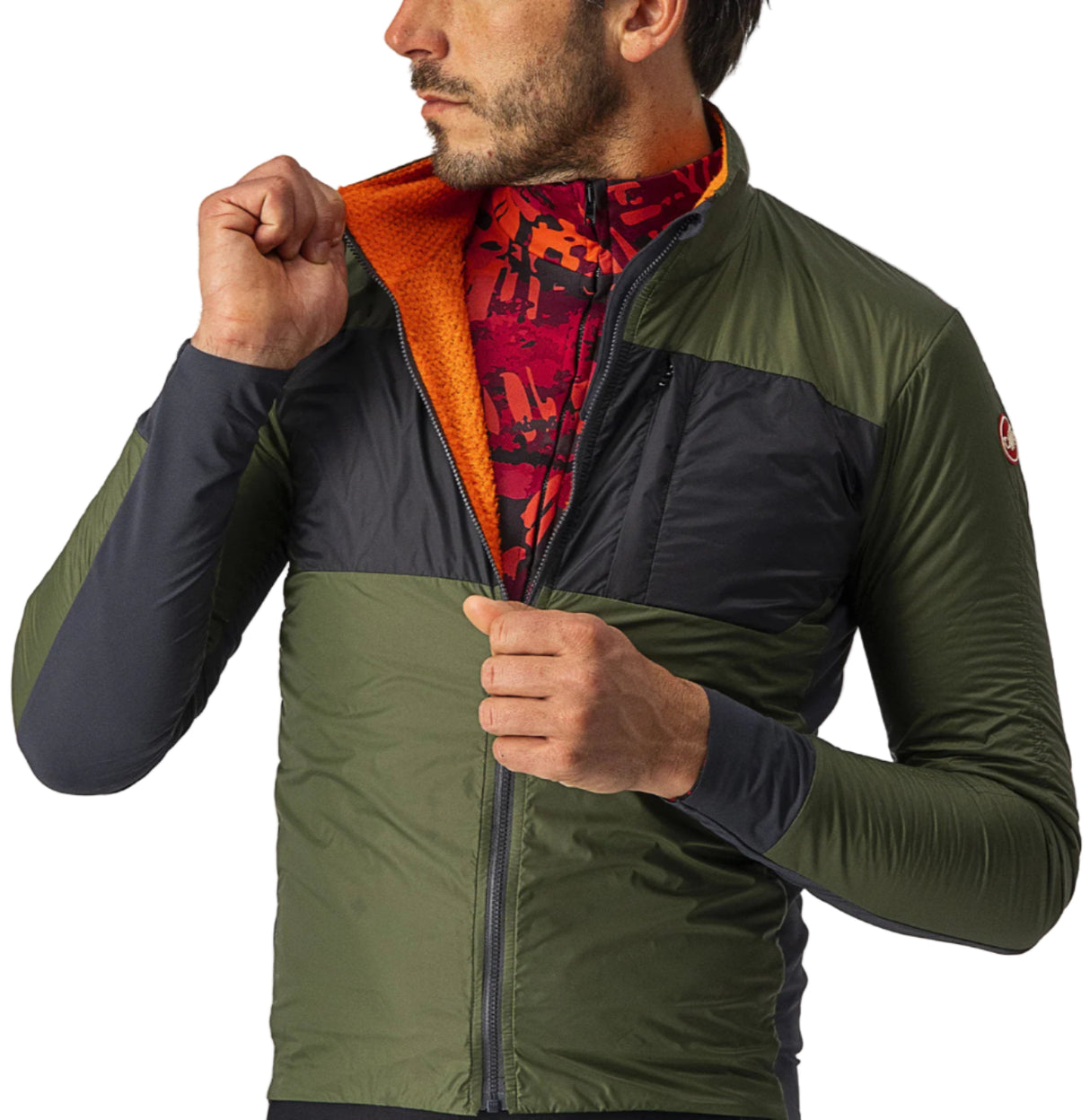 CASTELLI UNLIMITED PUFFY JACKET LIGHT MILITARY GREEN/DARK GRAY FRONT ZIPPER