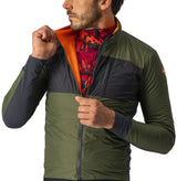 CASTELLI UNLIMITED PUFFY JACKET LIGHT MILITARY GREEN/DARK GRAY FRONT ZIPPER