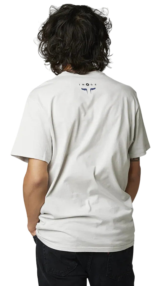 Fox NUKLR Short Sleeve PREMIUM TEE  Light Grey BACK FACING MODEL
