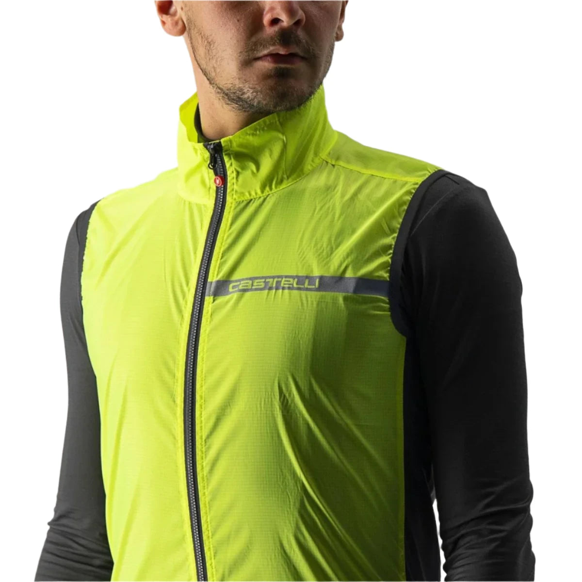 CASTELLI SQUADRA STRETCH VEST YELLOW FLUO/DARK GREY FRONT