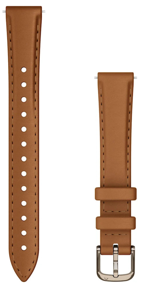 Garmin Lily 2 Bands 14mm Tan Leather with Cream Gold Hardware